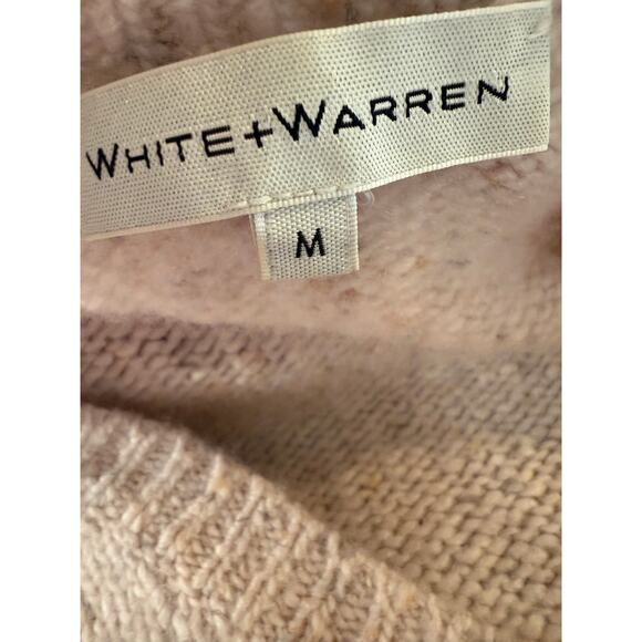 White + Warren Chunky Knit Cashmere V Neck Sweater Pale Pink M - Picture 5 of 6